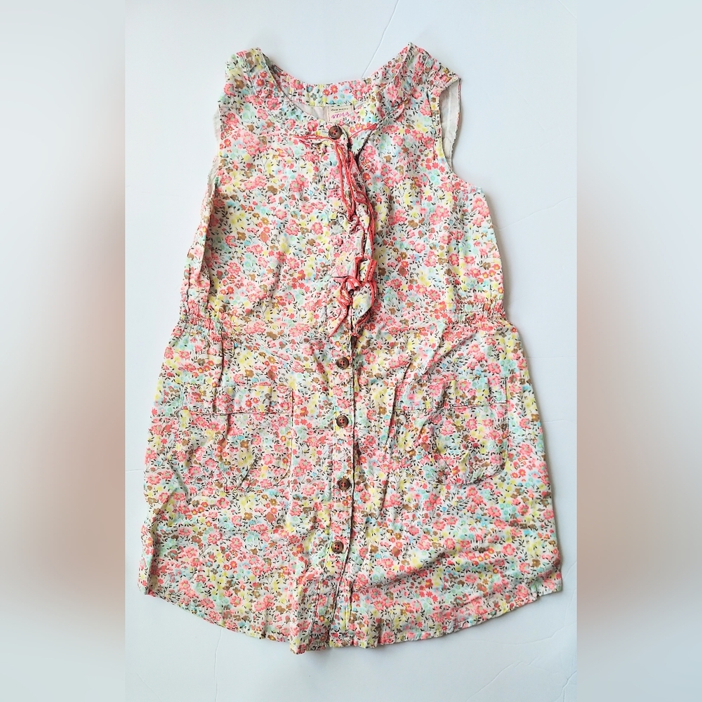Old Navy Ruffle Front Button Down Sleeveless Dress Girls Size 4T Pink Floral